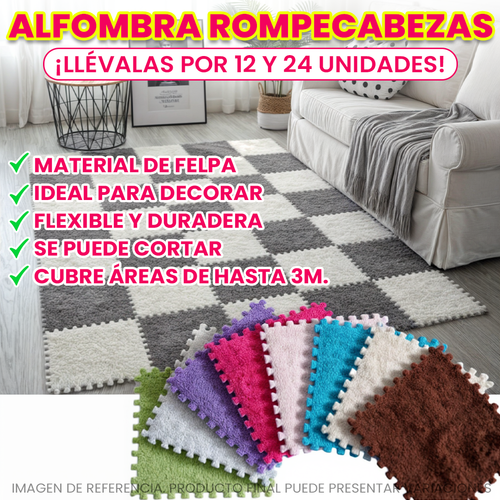 Alfombra rompecabezas de felpa🤩😱 ¡Lleva en paquetes de 12 y 24 unidades!